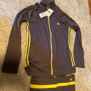NWT 2-pc Adidas athletic full zip jacket and 3/4 capri set